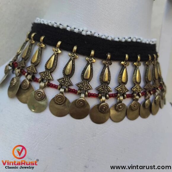 Vintage Bib Necklace, Afghan Tribal Bib Necklace, Tribal Jewelry, Boho Jewelry - Picture 3 of 5